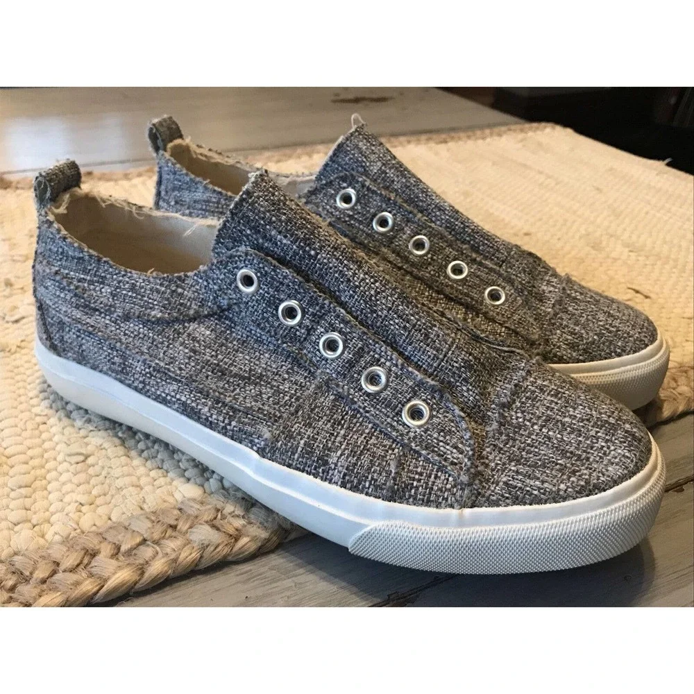 Corkys Babalu Tweed Gray Slip On Casual Sneakers Shoes Womens Sz 8 - Picture 1 of 8